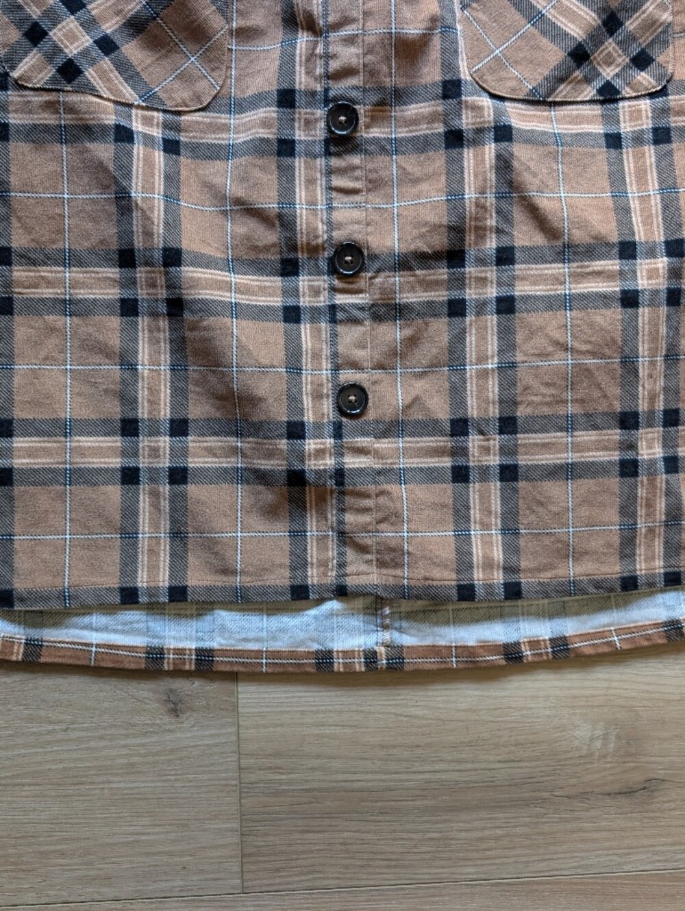 NWT torrid Button-Front Plaid Mini Skirt in Tan and Black - Picture 4 of 7